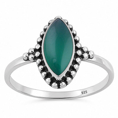 Beautiful Wire & Rawa Work Around Green Onyx Marquise Shape 925 Sterling Solid Silver Ring - R3403594-8