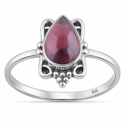 Gorgeous Oxidised Wire Work Around Garnet Pear Shape 925 Sterling Solid Silver Ring - R3403596-2