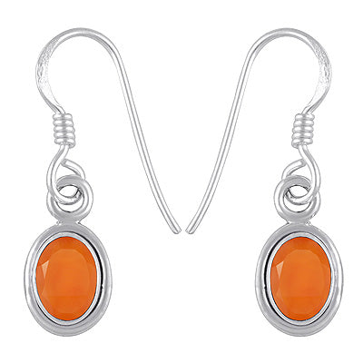 Plain Wire Around Carnelian Oval Shape 925 Sterling Solid Silver Dangle Earrings - R3500296-109