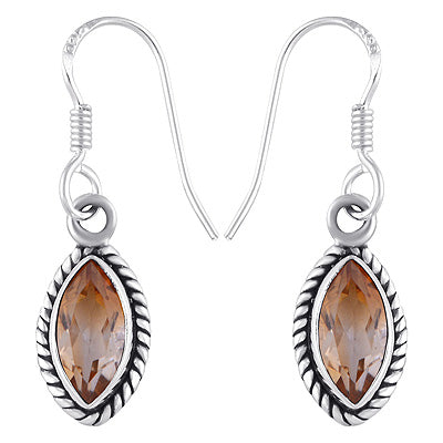 Stunning Twisted Wire Work Around Citrine Marquise Shape 925 Sterling Solid Silver Dangle Earrings - R3500329-13