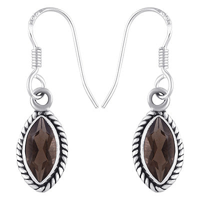 Stunning Twisted Wire Work Around Smoky Topaz Marquise Shape 925 Sterling Solid Silver Dangle Earrings - R3500329-23
