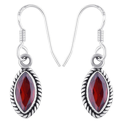 Stunning Twisted Wire Work Around Garnet Marquise Shape 925 Sterling Solid Silver Dangle Earrings - R3500329-6