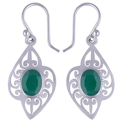 925 Sterling Silver Green Onyx Earrings - R3500477-160