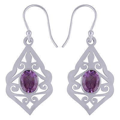 925 Sterling Silver Amethyst Earrings - R3500521-123