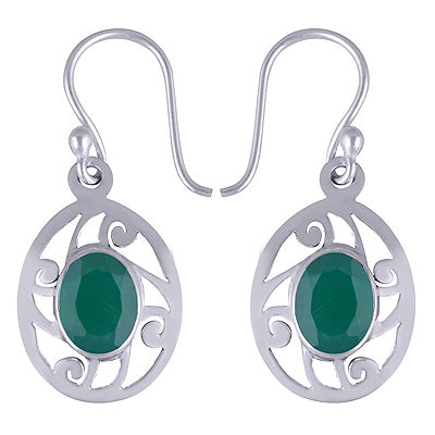 925 Sterling Silver Green Onyx Earrings - R3500529-53