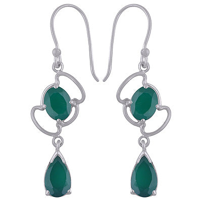 925 Sterling Silver Green Onyx Earrings - R3500564-55