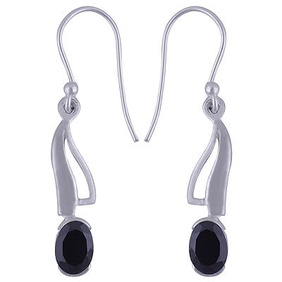 Alluring Unique Design Using Gemstone Black Onyx Oval Shape 925 Sterling Solid Silver Dangle Earrings - R3500576-47