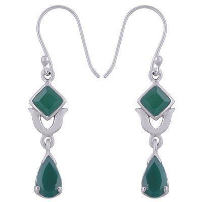925 Sterling Silver Green Onyx Earrings - R3500577-63