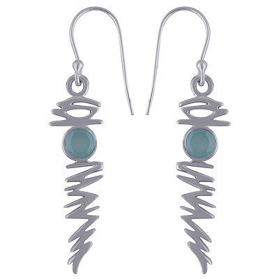 925 Sterling Silver Aqua Chalcedony Earrings - R3500612-140