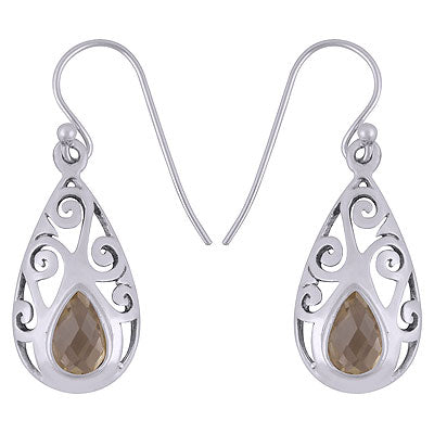 Stunning Handcrafted Work Around Lemon Topaz Pear Shape 925 Sterling Solid Silver Dangle Earrings - R3500614-5