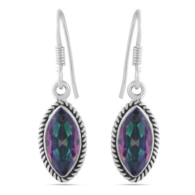 Stunning Twisted Wire Work Around Mystic Topaz Marquise Shape 925 Sterling Solid Silver Dangle Earrings - R3500779-2