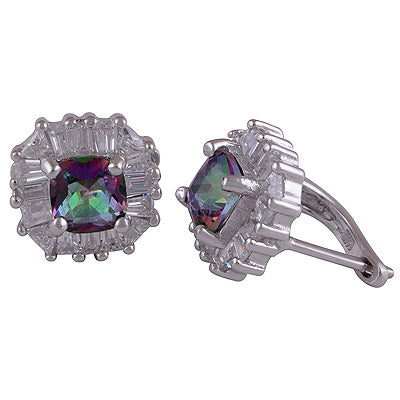 925 Sterling Silver Mystic Topaz White Cubic Zirconia Earrings - R3500793-16