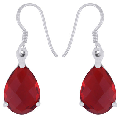 Dangling Prong Setting Cubic Zirconia Pear Shape 925 Sterling Solid Silver Hanging Earrings - R3500830-335