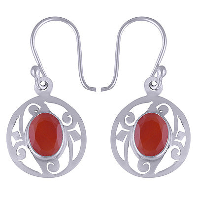 925 Sterling Silver Carnelian Earrings - R3500859-58
