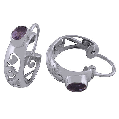 925 Sterling Silver Amethyst Earrings - R3500920-1