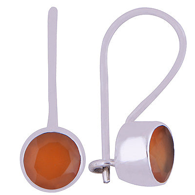 Stunning Gemstone Carnelian Round Shape 925 Sterling Solid Silver Earrings - R3500923-37