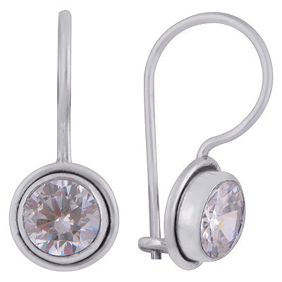 Beautiful Seated Gemstone White Cubic Zirconia Round Shape 925 Sterling Solid Silver Earrings - R3500926-49