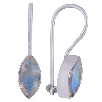 Beautiful Shape Gemstone Rainbow Moonstone Marquise Shape 925 Sterling Solid Silver Earrings - R3500937-19