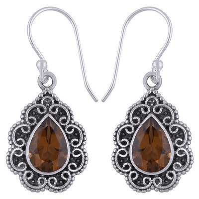 925 Sterling Silver Beer Quartz Earrings - R3500940-74