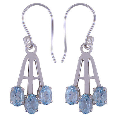 925 Sterling Silver Blue Topaz Earrings - R3500948-1