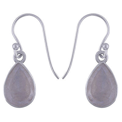 Beautiful Plain Rainbow Moonstone Pear Shape 925 Sterling Solid Silver Dangle Earrings - R3500960-17
