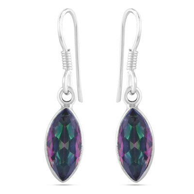 Stunning Plain Mystic Topaz Marquise Shape 925 Sterling Solid Silver Dangle Earrings - R3500964-1