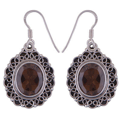 925 Sterling Silver Smoky Topaz Earrings - R3501027-13