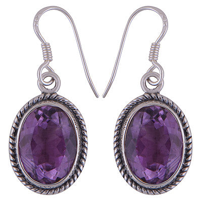 925 Sterling Silver Amethyst Earrings - R3501034-1
