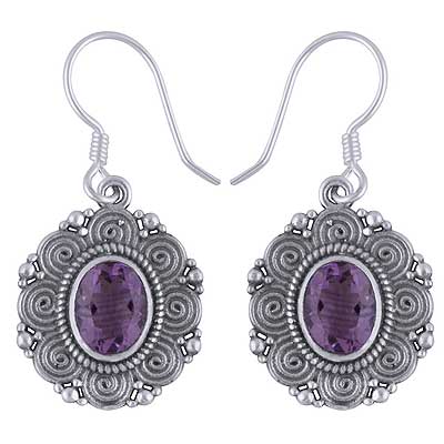 925 Sterling Silver Amethyst Earrings - R3501059-1