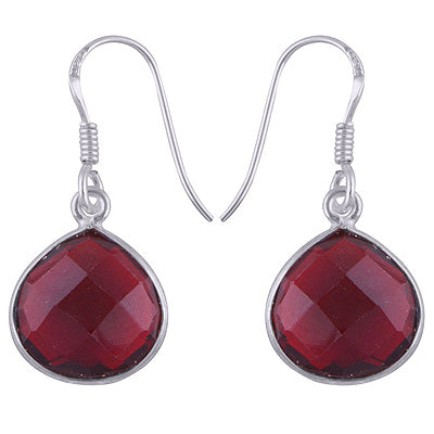 Gorgeous Stone Red Crystal Trillion Shape 925 Sterling Solid Silver Dangle Earrings - R3501071-11