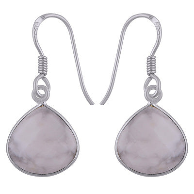 Gorgeous Stone Howlite Trillion Shape 925 Sterling Solid Silver Dangle Earrings - R3501071-25