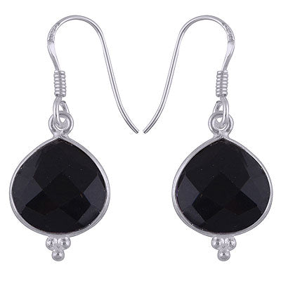 Alluring Rawa at bottom Black Onyx Trillion Shape 925 Sterling Solid Silver Dangle Earrings - R3501072-12