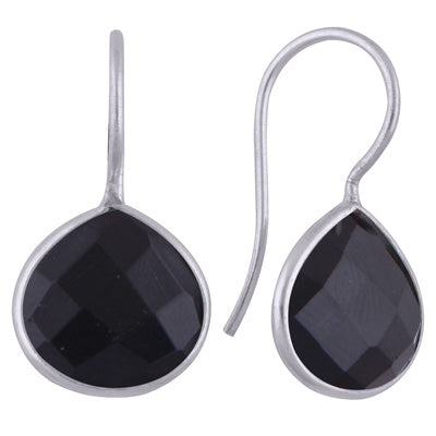 Alluring Gemstone Black Onyx Drop Shape 925 Sterling Solid Silver Dangle Earrings - R3501073-12