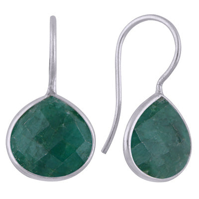 Alluring Gemstone Green Corundum Drop Shape 925 Sterling Solid Silver Dangle Earrings - R3501073-14