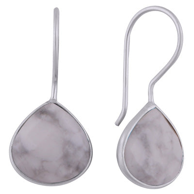 Alluring Gemstone Howlite Drop Shape 925 Sterling Solid Silver Dangle Earrings - R3501073-24