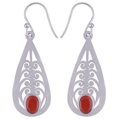 925 Sterling Silver Carnelian Earrings - R3501077-6