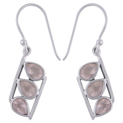 925 Sterling Silver Rose Quartz Earrings - R3501085-8