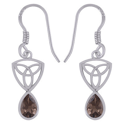 Alluring Handcrafted Pattern on Smoky Topaz Pear Shape 925 Sterling Solid Silver Earrings - R3501104-36