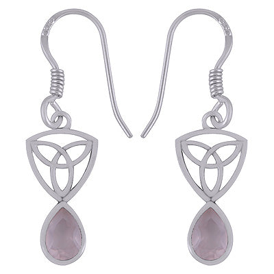 Alluring Handcrafted Pattern on Rose Quartz Pear Shape 925 Sterling Solid Silver Earrings - R3501104-40