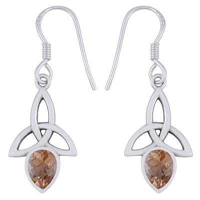 Gorgeous Celtic Knot Around Citrine Pear Shape 925 Sterling Solid Silver Dangle Earrings - R3501113-54