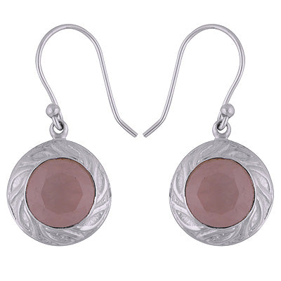 925 Sterling Silver Rose Quartz Earrings - R3501122-4
