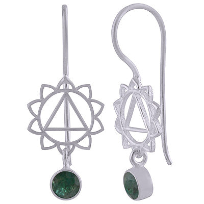 925 Sterling Silver Green Corundum Earrings - R3501125-5