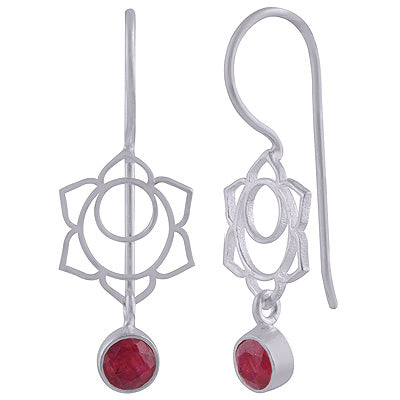 925 Sterling Silver Red Corundum Earrings - R3501129-6