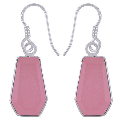 Gorgeous Handcrafted Using Gemstone Bezel Rose Quartz Coffin Shape 925 Sterling Solid Silver Dangle Earrings - R3501181-14