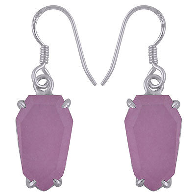 Beautifully Shaped Gemstone Rose Quartz Hexagon Shape 925 Sterling Solid Silver Earrings - R3501186-8