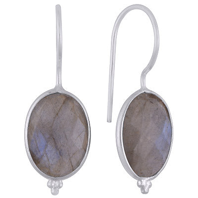 Alluring Rawa Work At Bottom Bezel Labradorite Oval Shape 925 Sterling Solid Silver Dangle Earrings - R3501187-9