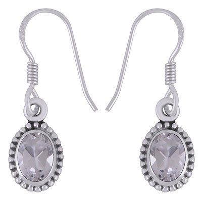 Gorgeous Rawa Work Around White Cubic Zirconia Oval Shape 925 Sterling Solid Silver Earrings - R3501191-12