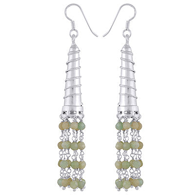 Gorgeous Chandelier w/ Multiple Gemstones Hanging Chrysoprase Round Shape 925 Sterling Solid Silver Earrings - R3501221-9