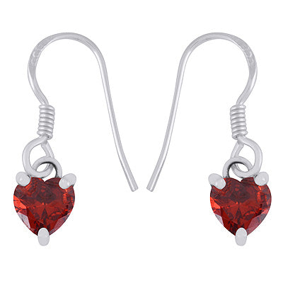 Stunning Heart Shaped Gemstone Cubic Zirconia 925 Sterling Solid Silver Dangle Earrings - R3501235-2
