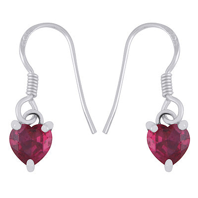 Stunning Heart Shaped Gemstone Cubic Zirconia 925 Sterling Solid Silver Dangle Earrings - R3501235-5